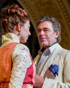 Lisa Woods as Mrs. Allonby and James Noel Hoban as Lord Illingworth in Oscar Wilde's A Woman of No Importance. Photo by Rene Minnis.
